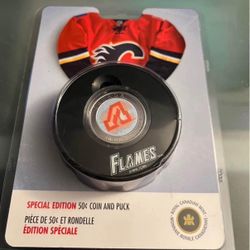 2009 NHL Calgary Flames 50 Cent Coin And Puck Special Edition