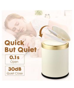 Automatic Motion Sensor Bathroom Trash Can with Lid, 2.8 Gallon Touchless Trash Garbage Bin Small Mini Trash Cans Trashcan -White