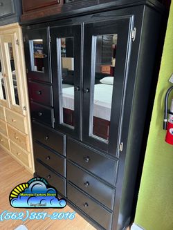 Black XL closet pinewood wardrobe dresser ropero armoire Nuevo