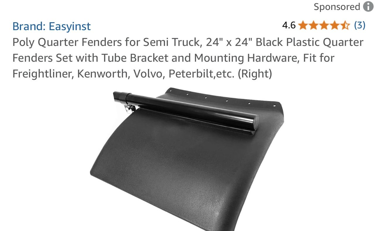 Poly Quarter Fenders for Semi Truck,