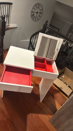 Small makeup vanity with storage