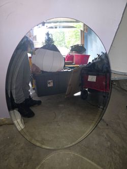 Large Round Frameless Wall Mirror