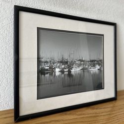 Vintage Framed Harbor Ship Photograph