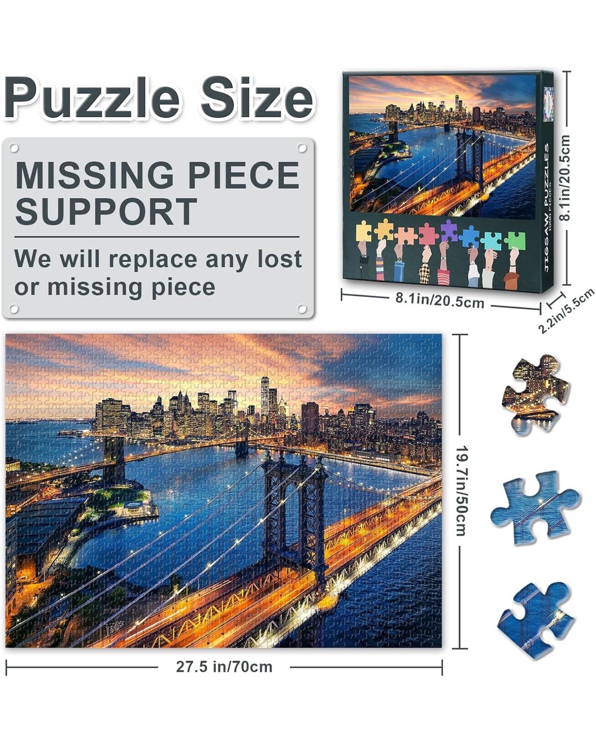 1000 Piece Puzzles Jigsaw Puzzles Night View of Manhattan Puzzle Game