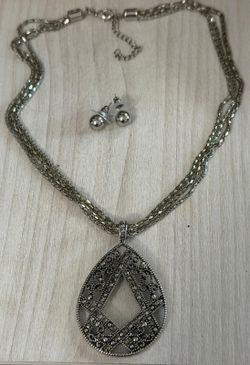 Juego cadena aretes Stainlend piedras joyería antigua