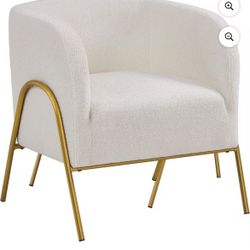 Yaheetech Contemporary Barrel-Shaped Decorative Chair for Living Room, Ivory $80