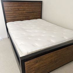 Ashley's Queen size wooden frame And Free Mattress 