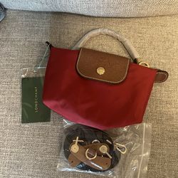 Red Longchamp Mini Tote Bag