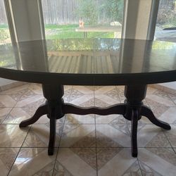 Large brown dining table