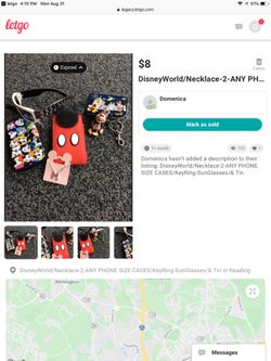 NEW Disney World Items Phone Case/ Necklace/Sunglasses/Key Ring & ZIP Case