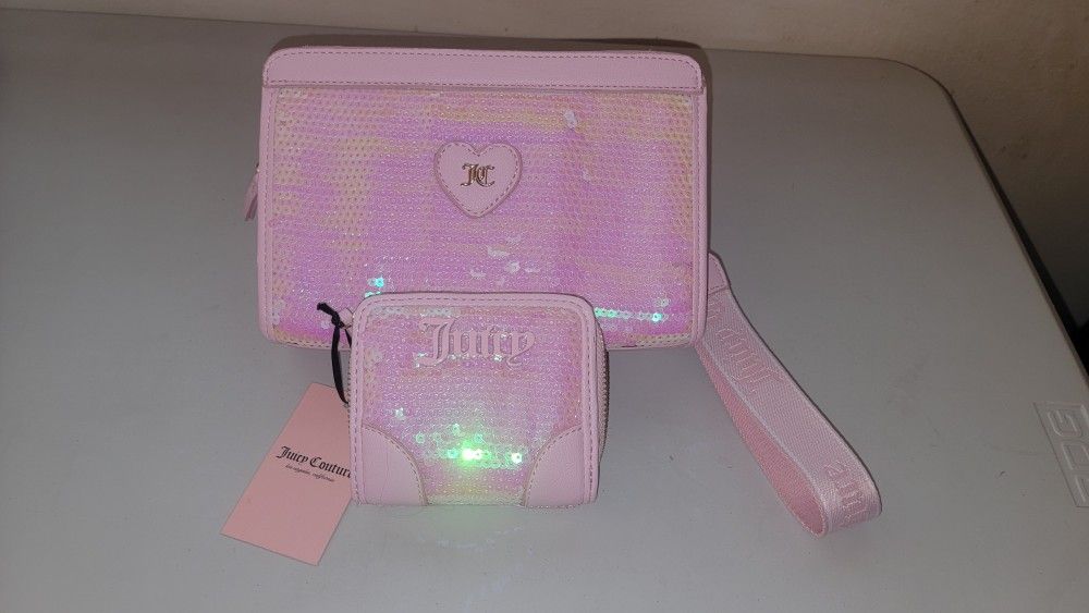 Juicy Couture Pink Wristlet & Small Wallet Set