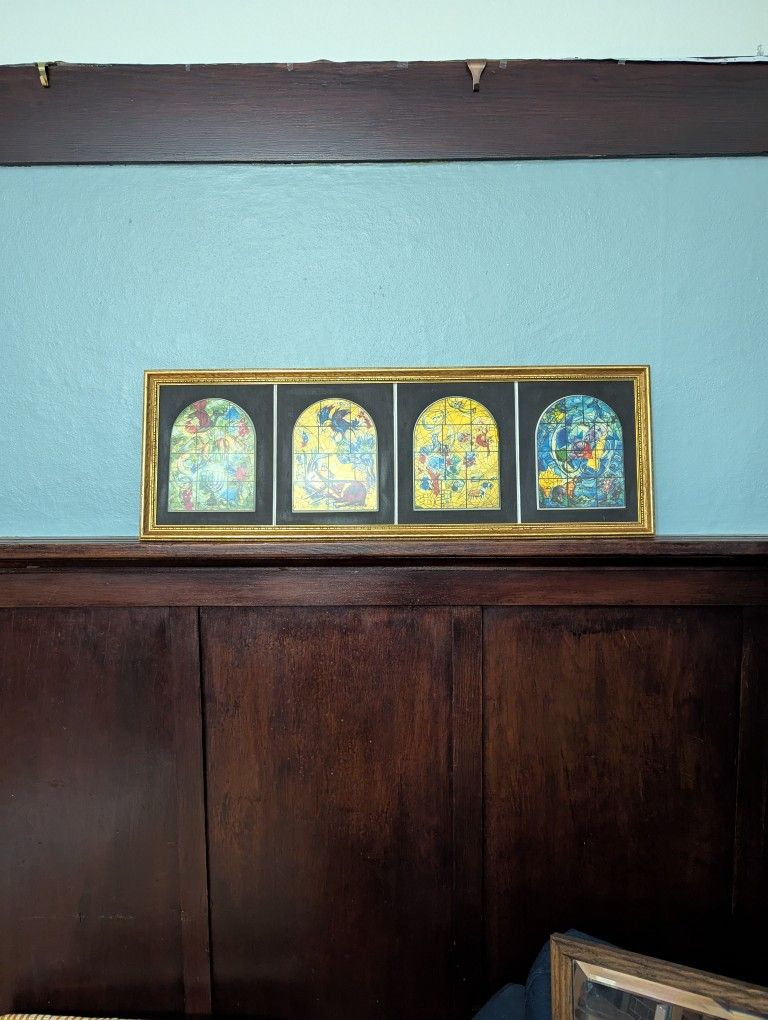 Marc Chagall Jerusalem Windows Framed Art Wood Plaque Asher Naphtali Joseph Benjamin