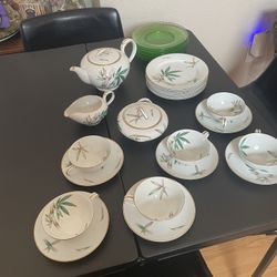 Noritake China 6 setting tea set Bamboo Pattern 