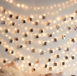 Photo Clip String Lights 17Ft - 50 LED Fairy String Lights with 50 Clear Clips for Hanging Pictures, Christmas Party Birthday Decoration - Perfect Dor