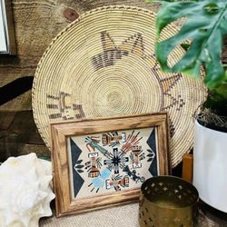 Navajo Sandpainting Native Wall Art Gallery Small Framed Accent Boho Turquoise Healing 