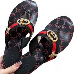 Gucci Kika GG Canvas Web Sandals EU 40 Nylon Lifford Flip Flops With Dust Bag