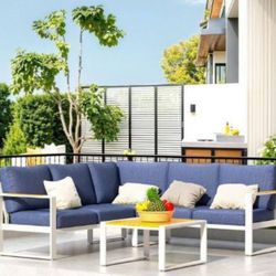 5 Inch Thick Cushions Aluminum Patio Set Outdoor Aluminum Patio Furniture Patio Sofa Aluminum Patio Couch Aluminum 🆕🚛🚎