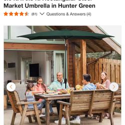 Sun-Ray 6.6 ft. x 9.8 ft. Rectangular Steel Market Umbrella in Hunter Green