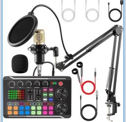 Podcast Equipment, Podcast Equipment Bundle with BM-800 Microphone & F998 Sound Card, Professional Voice-Over Equipment for Podcasting, Singing, Gamin