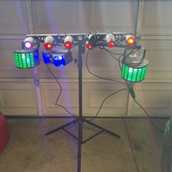 CHAUVET DJ 6SPOT RGBW Spot Light & 2 Cedarslink LED BLUES butterfly Lights & A Laser Light With Stand