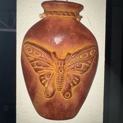 Clay butterfly vase