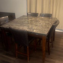 Marble Dining Room Table 7 Chairs 