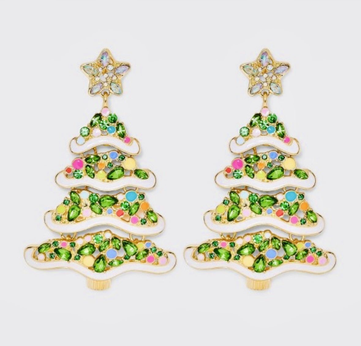 Sugarfix Baublebar Christmas Tree 'Pining For You' Charm Statement Earrings New