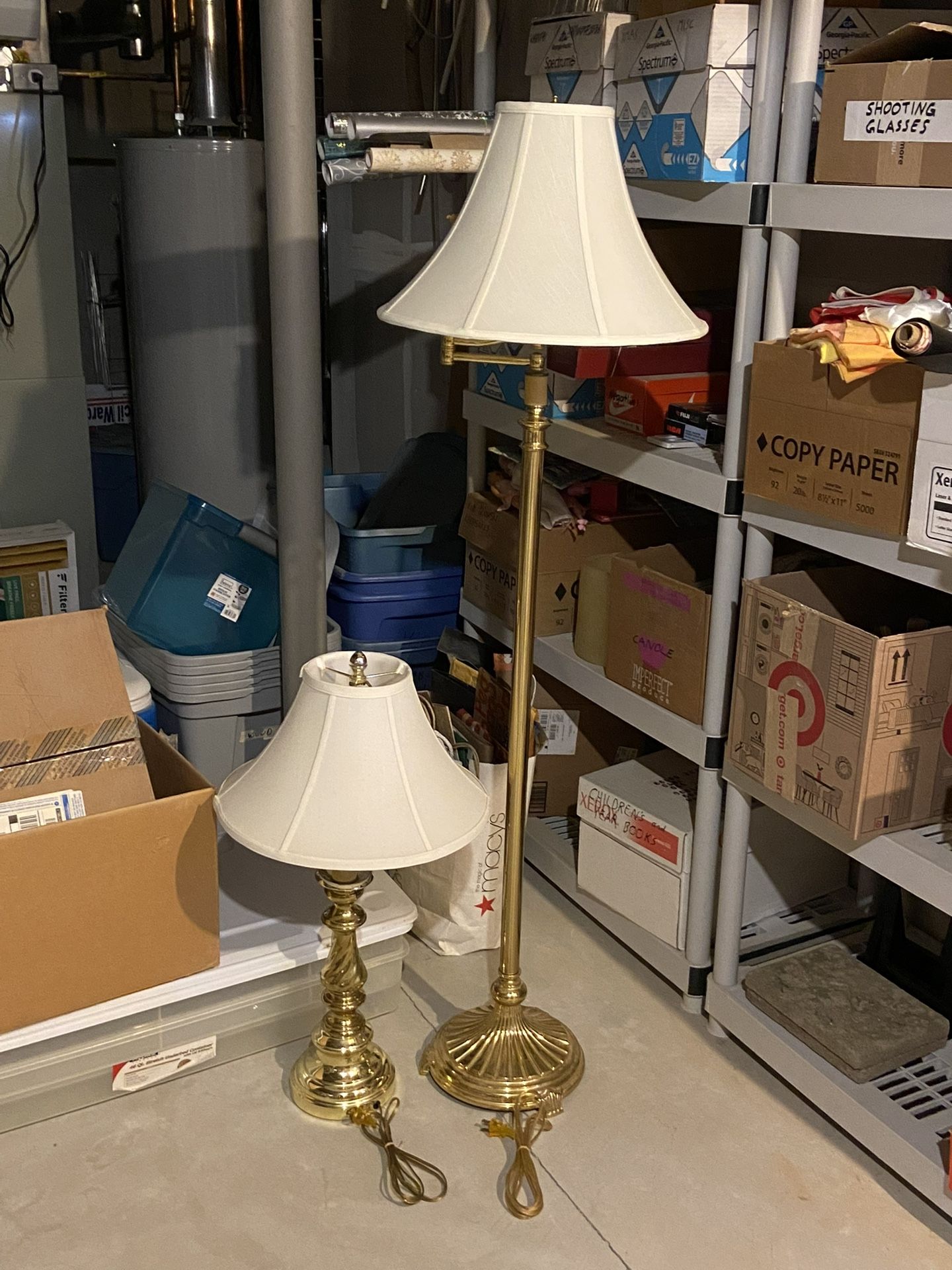 Elegant Lamp Set – 1 Floor Lamp & 1 Table Lamp, Gold Finish