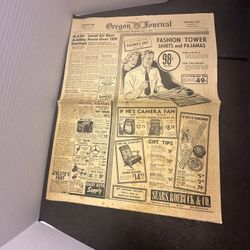 1941 Oregon Journal Newspaper Portland OR June 11 Sears Ads Movies WWII