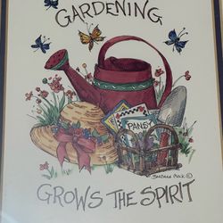 Wood Frame GARDEN Theme Wall Art 11 1/2” X 13 1/2”