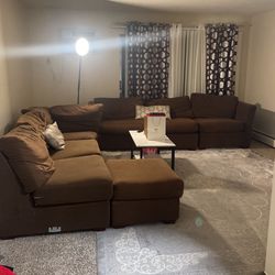 Brown Couch With Coffee Sets