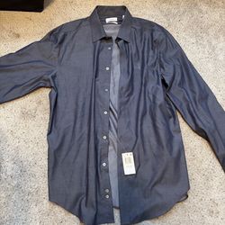 Calvin Klein Dress Shirt Men’s 17 34/35 Smokey Blue Brand New