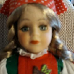 Rhein Winzerin German Porcelain/Cloth Doll By Schneider