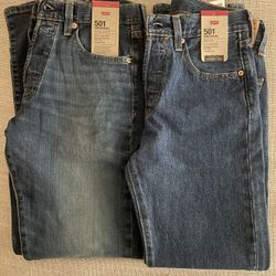 Levi jeans / Men’s 501 Original Fit / 2 Pair / Brand New / 