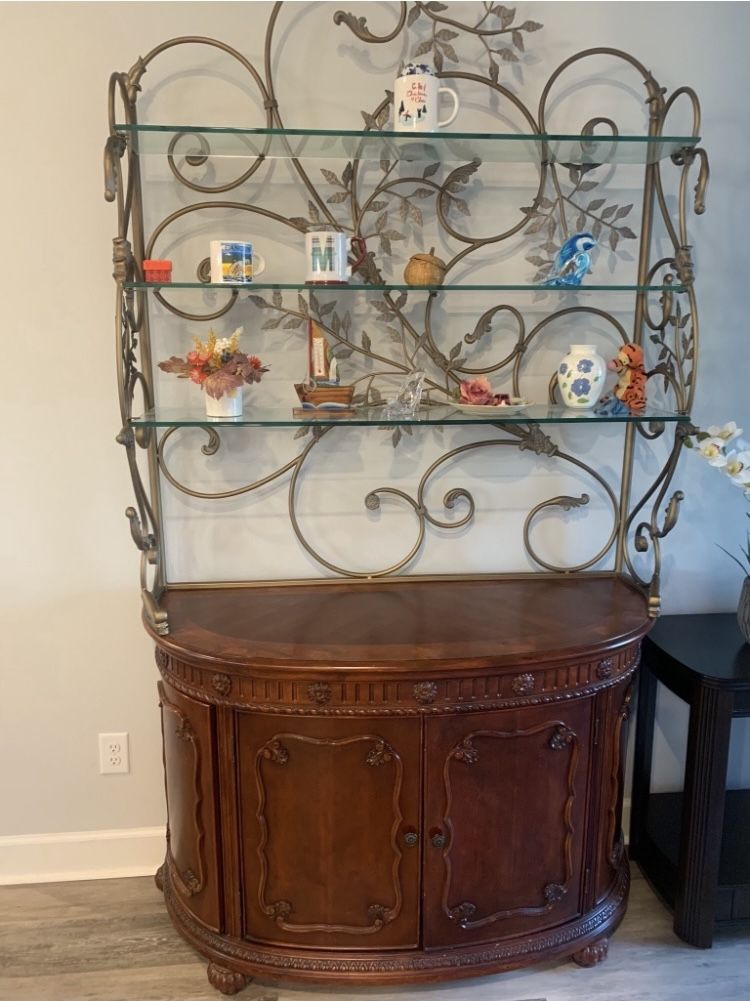 Buffet Table with attached decorative Metal Frame