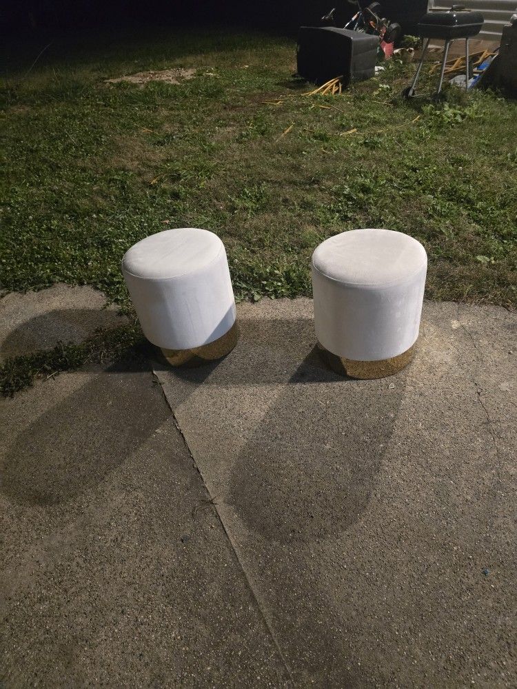 Cream & Gold Ottoman