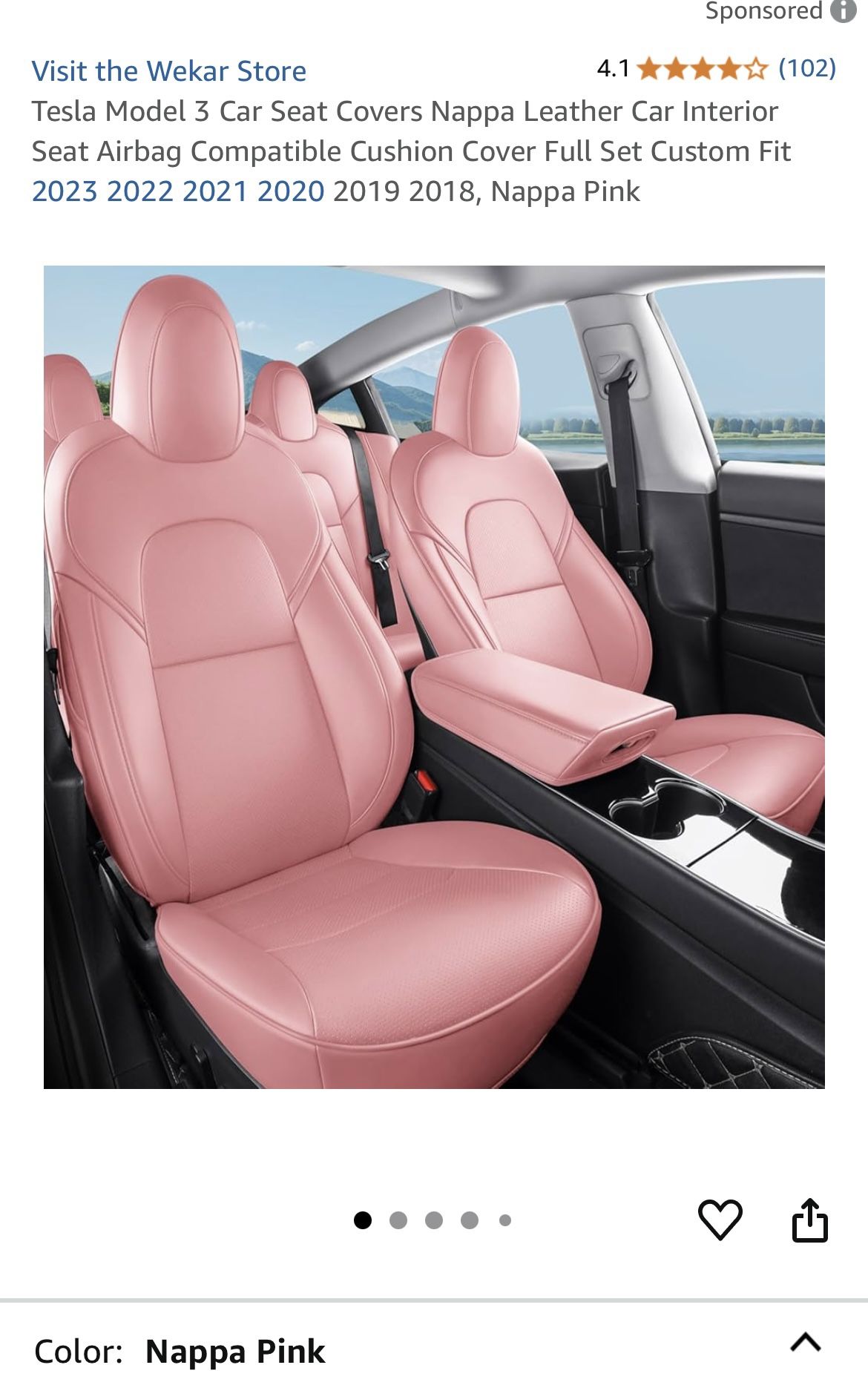 Tesla Model 3 Pink Seat Covers