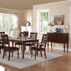 (7 Piece) Creswell Dining Table Set in Dark Cherry