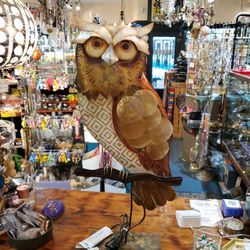 Metal And Shell Owl Lamp