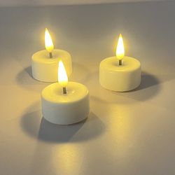White Flameless Wax Tealights with Remote