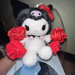 kuromi plushie and rose bouquet 