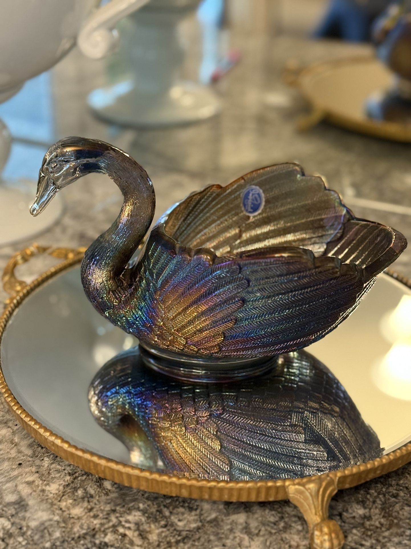 Vintage Imperial Carnival Glass Swan