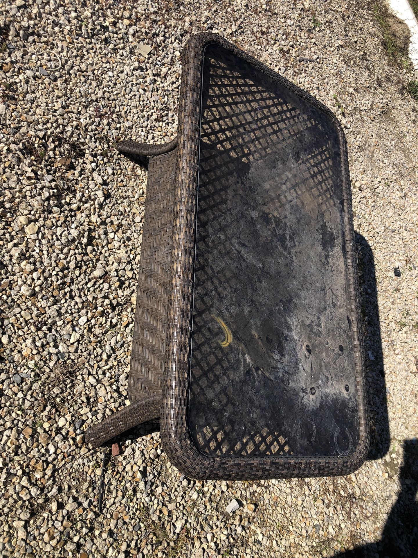 Outside Plastic Wicker Coffee Table With Glass