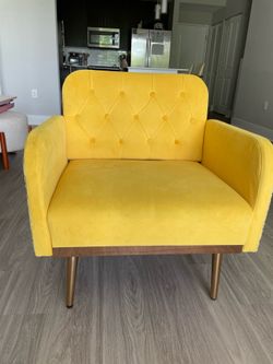 Yellow Velvet Accent Chair