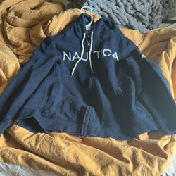 Nautica Large-size (womens petite) Striped Hoodie, Dark Blue
