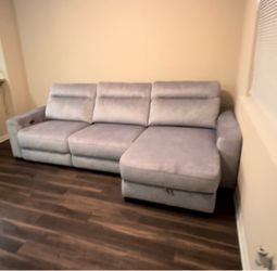 Grey Velvet Recliner Sofa