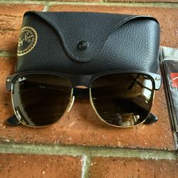 RayBan Oversized Clubmaster Sunglasses- Black/Gold