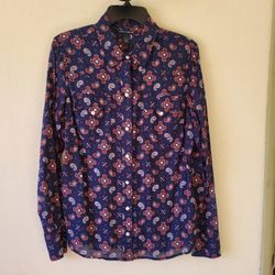 Lucky Brand paisley button up cowboy shirt 100% cotton sz Large