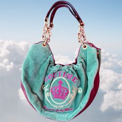Vintage green Juicy Couture Purse Shoulder Bag Handbag Y2K Velour Mcbling 