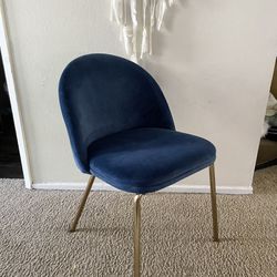 Target Blue Velvet Gold Legs Vanity Glam  Dining Desk Chair 